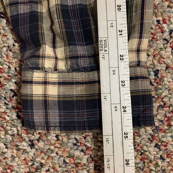 American Eagle Outfitters Navy Tan Red Plaid Heavyweight LS Flannel Shirt Sz XXL - Picture 11 of 11